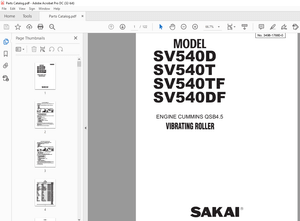 Sakai SV540D SV540T SV540TF SV540DF VIBRATING Roller Parts Manual - PDF