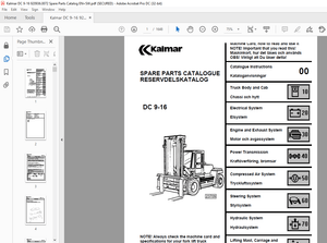 Kalmar DC 9-16 Spare Parts Catalogue Manual 920936.0072 – PDF DOWNLOAD