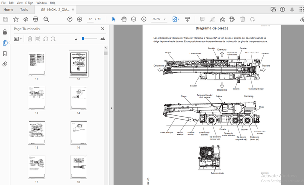 Tadano GR-1600XL Grúa Todo Terreno Manual de Operación – PDF