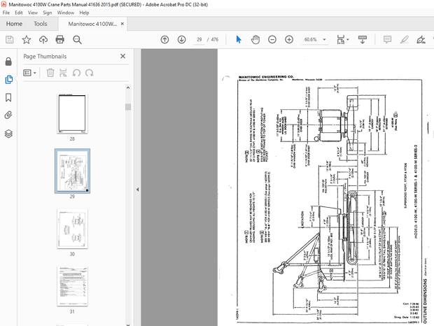 Manitowoc Traditional Crane 4000W Parts Manual SN 41636 – PDF DOWNLOAD