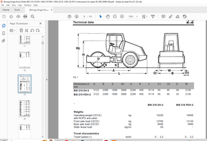 Bomag  Roller BW 216 219 DH-3 BW 219 PDH-3 BW 225 D-3 BW 225 PD-3 Repair Manual 00891246 PDF        