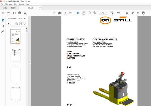 Still STED Forklift TSX Electric Fork Truck Spare Parts List Manual 4522 – PDF DOWNLOAD
