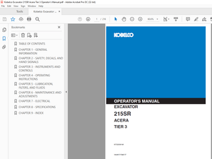 Kobelco 215SR Acera Tier 3 Excavator Operator’s Manual – PDF DOWNLOAD