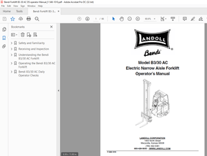 Landoll Bendi B330 AC Electric Narrow Aisle Forklift Operator’s Manual F-548-1010 –  PDF DOWNLOAD