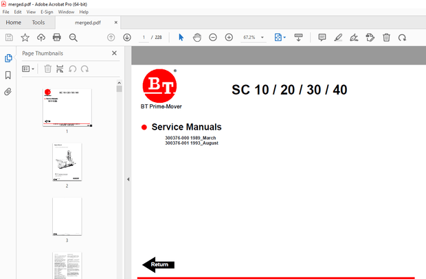 BT Prime-Mover SC-10 SC-20 SC-30 SC-40 Electrical Counter Balanced Walkie Stacker Service Manual PDF