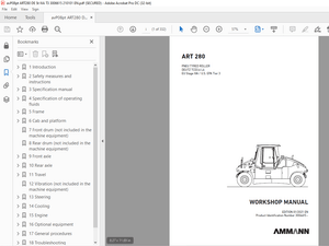 AMMANN ART 280 PNEU TYRED ROLLER WORKSHOP MANUAL 3006615 - PDF