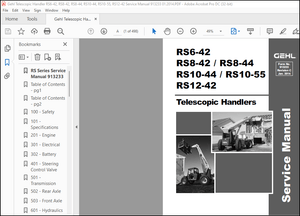 Gehl Telescopic Handler RS6-42, RS8-42, RS8-44, RS10-44, RS10-55, RS12-42 Service Manual 913233 PDF