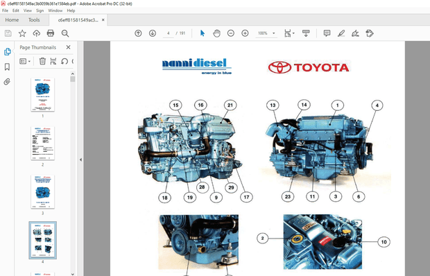 Nanni Diesel Engine Base T4.155 4.380 TDI 4.390 TDI 4 Cylinders Workshop Manual 60300140 – PDF 