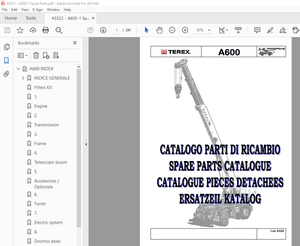 Terex Crane A600 Parts Catalogue Manual 43522 – PDF DOWNLOAD