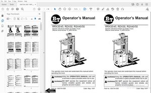 BT FORKLIFT RRX35/45, RDX30, RSX40/50 OPERATOR’S MANUAL 306754-000 May 1997 – PDF DOWNLOAD