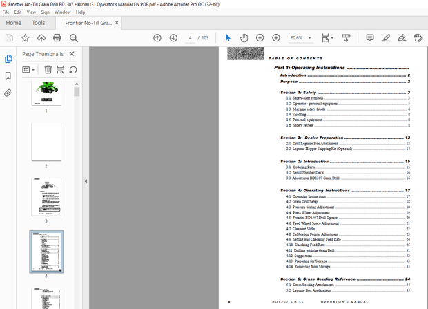 Frontier No-Till Grain Drill BD1307 Operator’s Manual(HB0500131) – PDF DOWNLOAD