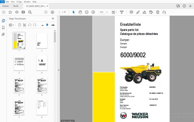 WACKER NEUSON 6000/9002 DUMPER PARTS MANUAL 1000081474 - PDF DOWNLOAD
