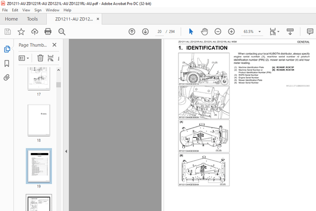 Kubota Zero Turn Mower ZD1211-AU, ZD1221R-AU, ZD1221L-AU, ZD1221RL-AU Workshop Manual – PDF DOWNLOAD