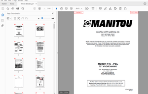 Manitou Forklift M230H P/C-PSL 75” HYDROHAWK PARTS MANUAL – PDF
