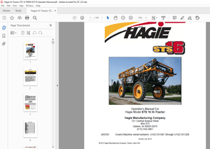 Hagie Hi-Tractor STS 16 Sprayer Operator’s Manual 493559 – PDF DOWNLOAD