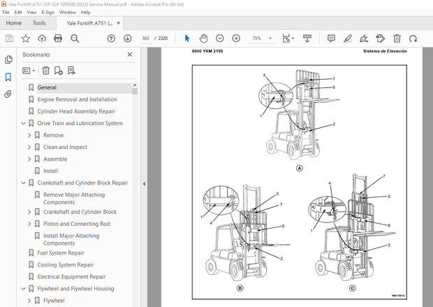Yale Forklift A7S1 (GP GLP GDP040 20UX) Service Manual – PDF DOWNLOAD