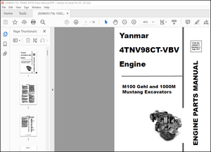Yanmar 4TNV98CT-VBV M100 Gehl and 1000M Mustang Excavators Engine Parts Manual(50940517) – PDF 