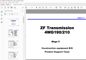 ZF TRANSMISSION 4WG190/210 Mega V Product Support Manual - PDF DOWNLOAD