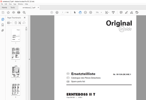Pottinger Tractor ERNTEBOSS II T Spare parts list Manual – PDF DOWNLOAD