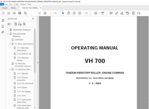 STA VH 700 TANDEM VIBRATORY ROLLER ENGINE CUMMINS OPERATING MANUAL – PDF DOWNLOAD