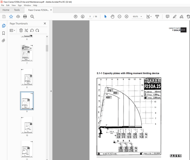 Fassi Cranes F250A.25 Use and Maintenance Manual – PDF DOWNLOAD