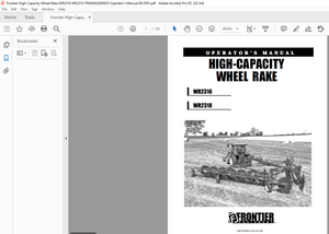 Frontier High Capacity Wheel Rake WR2316 WR2318 Operator’s Manual PDF