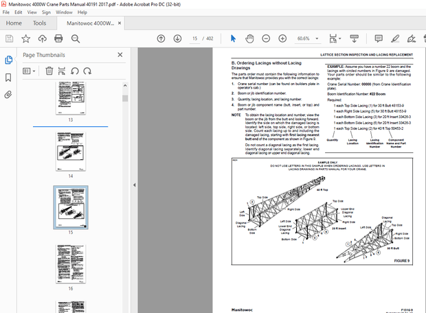 Manitowoc 4000W Traditional Crane Parts Manual 40191 – PDF DOWNLOAD