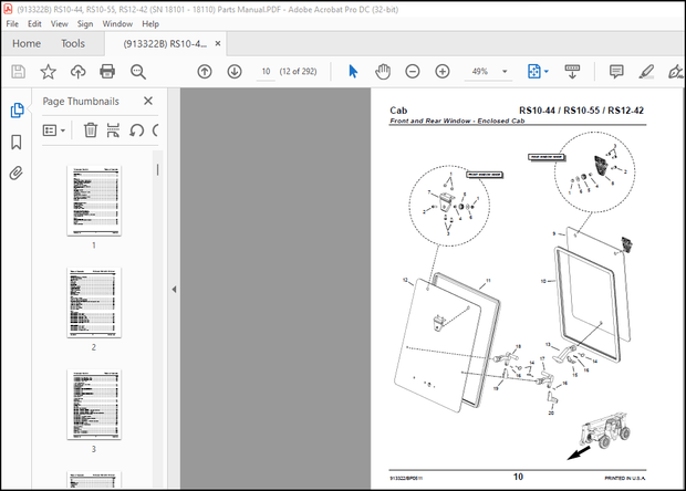 GEHL RS10-44 RS10-55 RS12-42 Telescopic Handlers Parts Manual(913322) – PDF DOWNLOAD