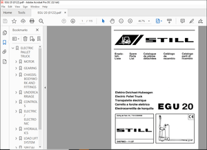 Still EGU20 Electric Pallet Truck Spare Parts List Manual – PDF DOWNLOAD