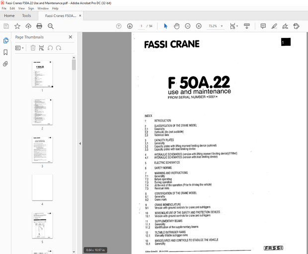 Fassi Cranes F50A.22 Use and Maintenance Manual 5001 – PDF DOWNLOAD