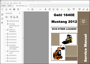 Gehl 1640E Mustang 2012 Skid Steer Loader Service Manual 917400 08.2009 – PDF DOWNLOAD