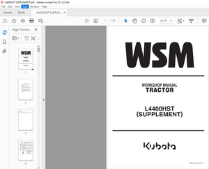 Kubota Tractor L4400HST Supplement Workshop Manual – PDF DOWNLOAD