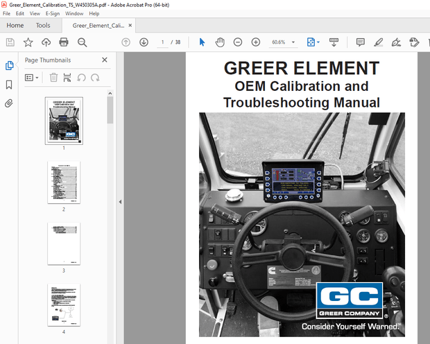 GREER ELEMENT OEM Calibration &amp; Troubleshooting Manual W450305A PDF