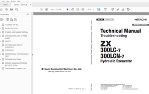 Hitachi ZX 300LC-7 300LCN-7 Hydraulic Excavator Troubleshooting Technical Manual PN:TTDD650 - PDF  