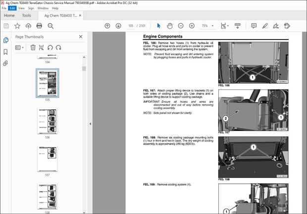 Ag Chem TG8400 TerraGator Chassis Service Manual 79034095B – PDF DOWNLOAD