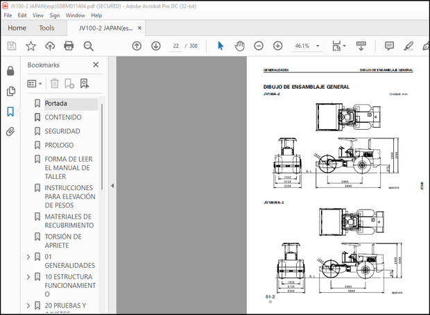 Komatsu JV100-2 Roller Manual de Taller GSBM011404 – PDF DOWNLOAD (Spanish)