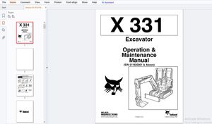 Bobcat X331 Excavator Operation &amp; Maintenance Manual (SN 511920001 &amp; Above) – PDF DOWNLOAD