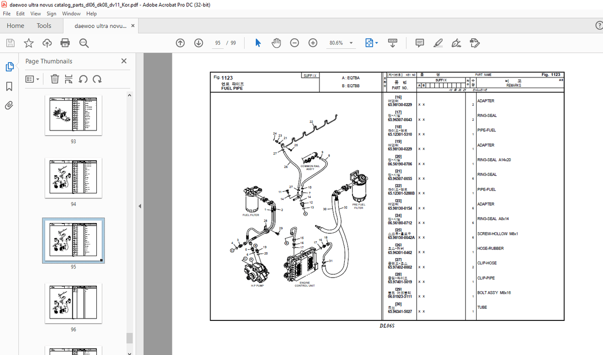 Daewoo Doosan EURO4 DL06S DL08S DV11S Parts catalog Manual PDF DOWNLOAD
