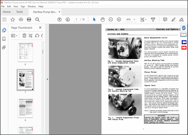 Danfoss Pump Series 40-M3 Service Manual 50940357 – PDF DOWNLOAD