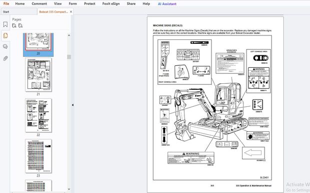 Bobcat 335 Compact Excavator Operation &amp; Maintenance Manual 6904774 - PDF DOWNLOAD