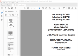 Gehl 5640E 6640E Mustang 2066 2076 2086 with Tier3 Yanmar Engine Skid Steer Loader Service Manual 