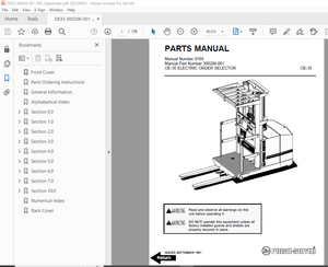  BT Prime Mover OE-35 Electric Order Selector Parts Manual 1991 - PDF DOWNLOAD 