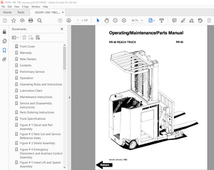 BT-Prime Mover RR-40 Reach Truck Operating Maintenance &amp; Parts Manual - PDF DOWNLOAD