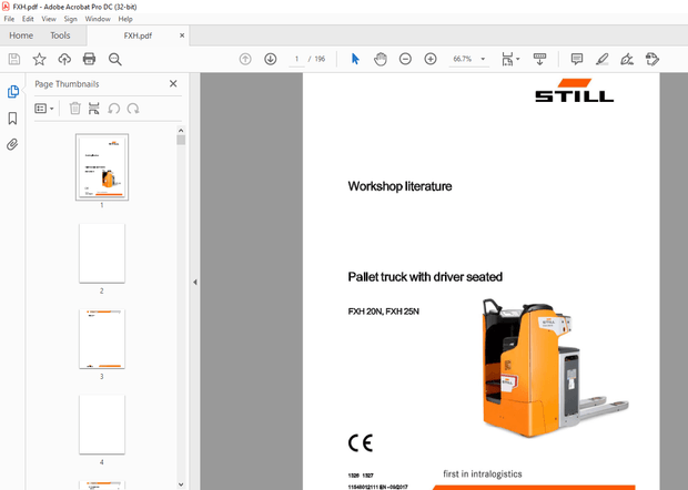 Still FXH 20N FXH 25N Pallet Truck with Driver seated Workshop Manual – PDF DOWNLOAD