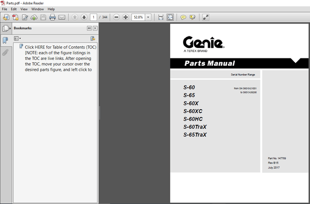 Terex Genie S-60 S-65 S-60X S-60XC S-60-HC S-60 TraX S-65 TraX Part Manual - PDF DOWNLOAD 