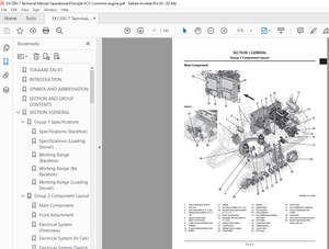 Hitachi EX1200-7 Hydraulic Excavator FCO Cummins engine Operational Technical Manual TOKAA90-EN-01 -