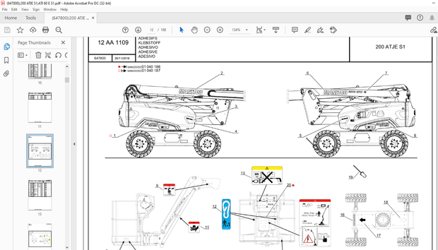 Gehl 200 ATJE S1 ATJ 60 E S1 Mobile Elevating Platform Parts Manual – PDF DOWNLOAD