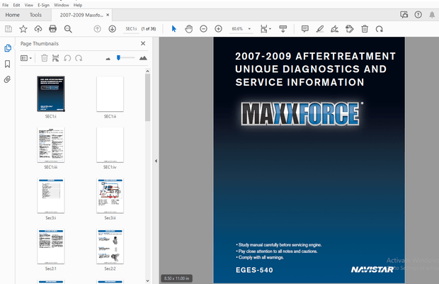 2007-2009 MAXXFORCE AFTERTREATMENT UNIQUE DIAGNOSTICS &amp; SERVICE INFORMATION – PDF DOWNLOAD