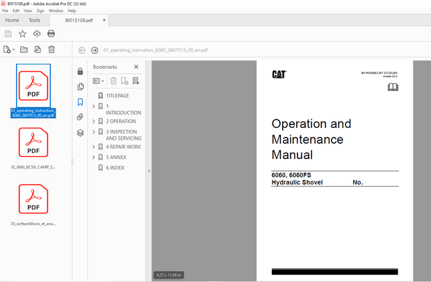 CAT 6060 6060FS Hydraulic Shovel Operation &amp; Maintenance Manual – PDF DOWNLOAD