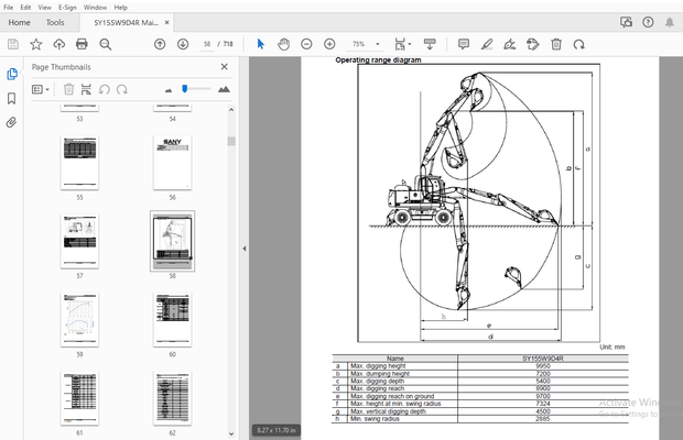 Sany SY155W Wheeled Hydraulic Excavator Maintenance Manual 20200110 – PDF DOWNLOAD